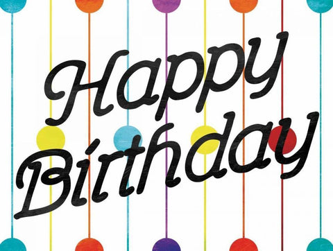 Happy Birthday Dots White Modern Wood Framed Art Print with Double Matting by Grey, Jace