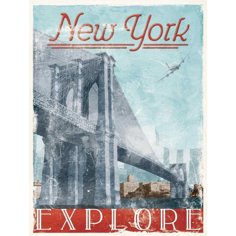 Explore New York Gold Ornate Wood Framed Art Print with Double Matting by Grey, Jace