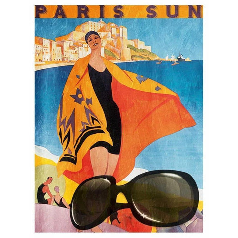 Paris Sun Black Modern Wood Framed Art Print with Double Matting by Grey, Jace