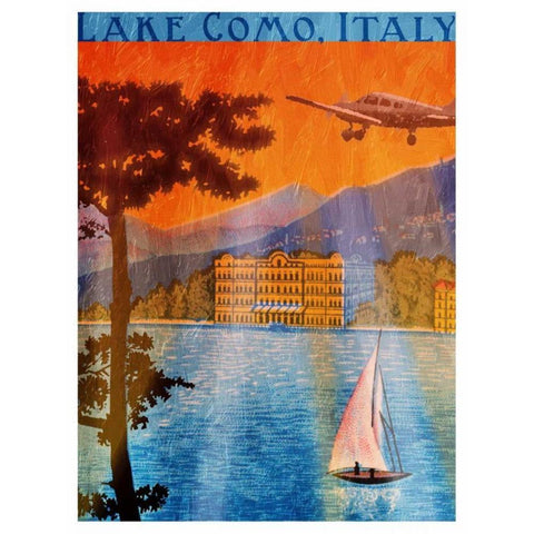 Lake Como Black Modern Wood Framed Art Print with Double Matting by Grey, Jace