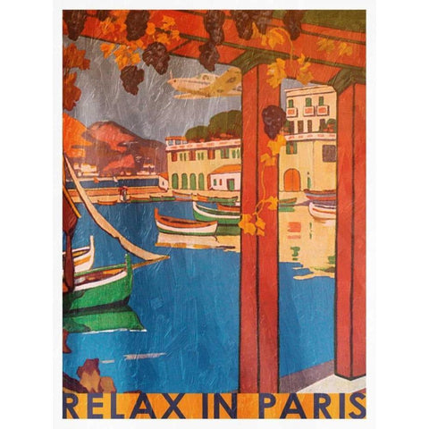 Relax In Paris Black Modern Wood Framed Art Print with Double Matting by Grey, Jace