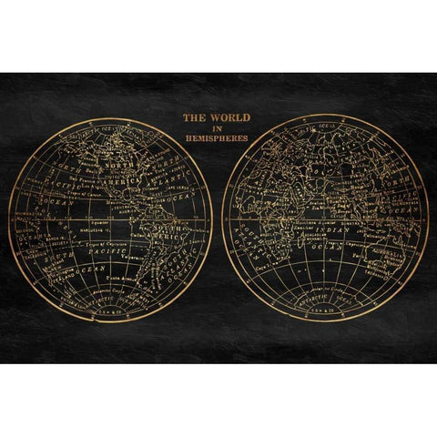 Gold World Map Black Modern Wood Framed Art Print by Grey, Jace