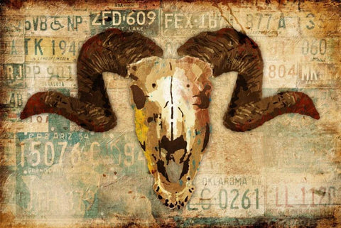 Vintage Skull Black Ornate Wood Framed Art Print with Double Matting by Grey, Jace