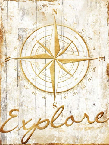 Explore Your Gold White Modern Wood Framed Art Print with Double Matting by Grey, Jace