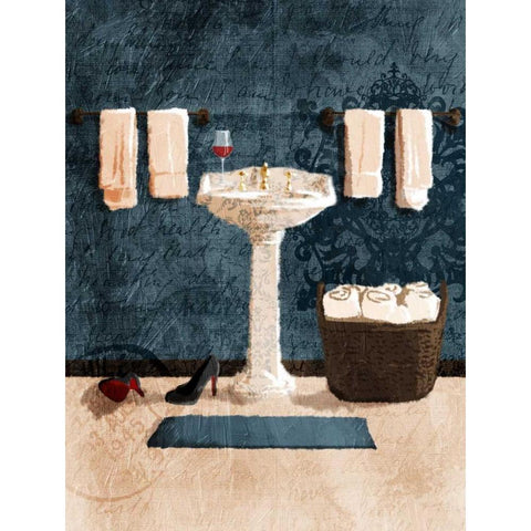 Sink And Wine White Modern Wood Framed Art Print by Grey, Jace