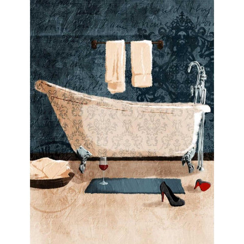 Bath And Wine White Modern Wood Framed Art Print by Grey, Jace