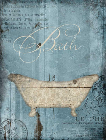 Bath Black Ornate Wood Framed Art Print with Double Matting by Grey, Jace