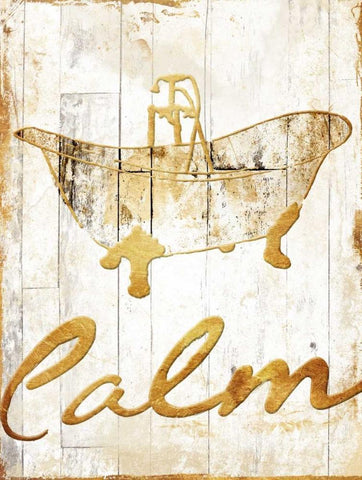 Gold Calm White Modern Wood Framed Art Print with Double Matting by Grey, Jace