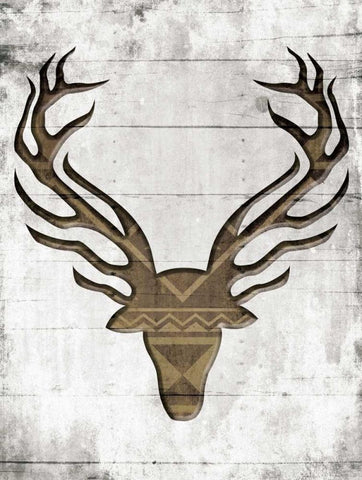 White Wood Dear White Modern Wood Framed Art Print with Double Matting by Grey, Jace