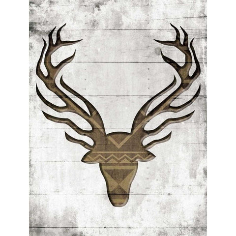 White Wood Dear Black Modern Wood Framed Art Print with Double Matting by Grey, Jace