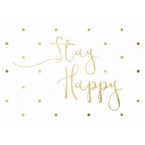 Stay Happy Black Modern Wood Framed Art Print with Double Matting by Grey, Jace