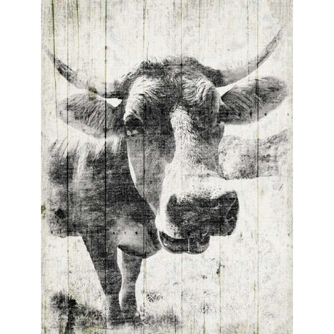 Vintage Cow Mate White Modern Wood Framed Art Print by Grey, Jace