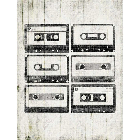 Vintage Tapes Black Modern Wood Framed Art Print with Double Matting by Grey, Jace