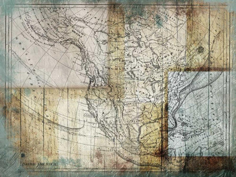 Rustic Map Two White Modern Wood Framed Art Print with Double Matting by Grey, Jace