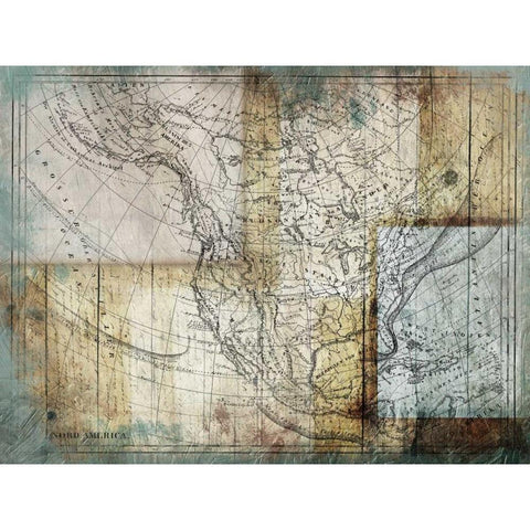 Rustic Map Two Black Modern Wood Framed Art Print with Double Matting by Grey, Jace