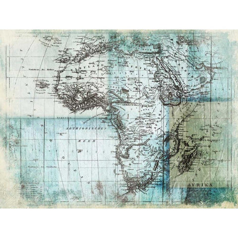 Aged Blue Map One White Modern Wood Framed Art Print by Grey, Jace