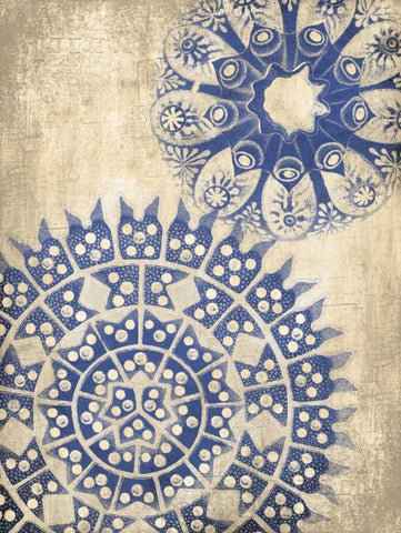 Coastal Indigo Pattern Third Black Ornate Wood Framed Art Print with Double Matting by Grey, Jace