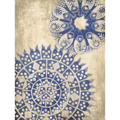 Coastal Indigo Pattern Third Black Modern Wood Framed Art Print by Grey, Jace
