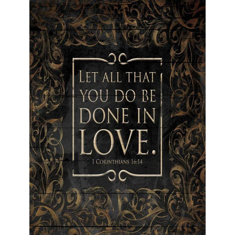 Done In Love Black Modern Wood Framed Art Print by Grey, Jace