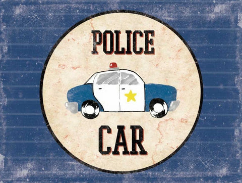 Police Car Blues White Modern Wood Framed Art Print with Double Matting by Grey, Jace