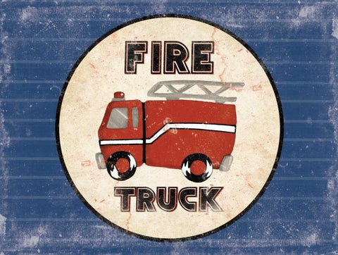 Fire Truck Blues White Modern Wood Framed Art Print with Double Matting by Grey, Jace