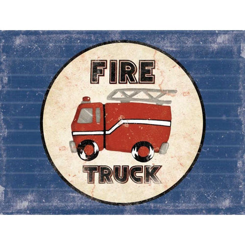 Fire Truck Blues Black Modern Wood Framed Art Print by Grey, Jace