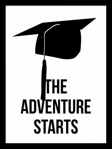 The Adventure Starts White Modern Wood Framed Art Print with Double Matting by Grey, Jace