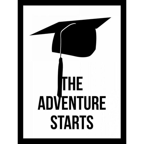 The Adventure Starts White Modern Wood Framed Art Print by Grey, Jace