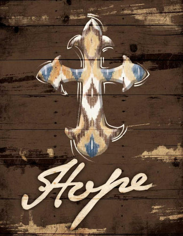 Hope Cross Black Ornate Wood Framed Art Print with Double Matting by Grey, Jace