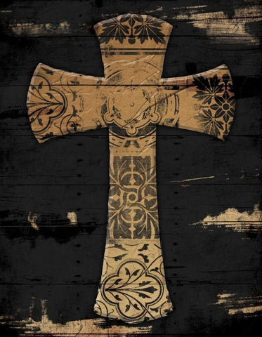 Gold Cross 1 White Modern Wood Framed Art Print with Double Matting by Grey, Jace