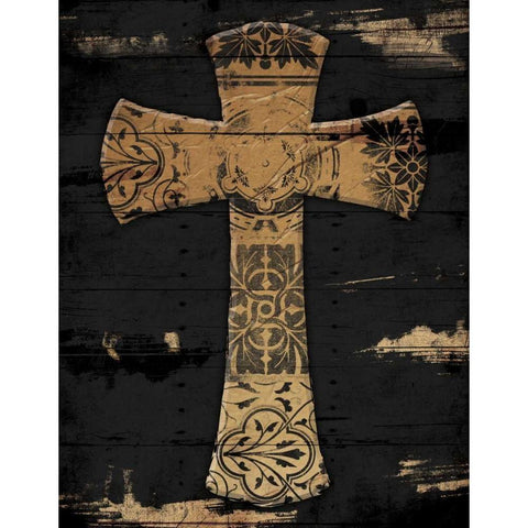 Gold Cross 1 Black Modern Wood Framed Art Print with Double Matting by Grey, Jace