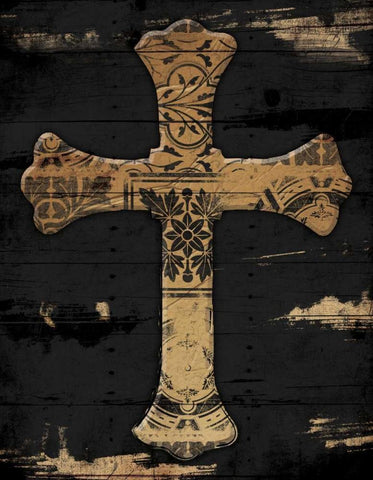 Gold Cross 2 White Modern Wood Framed Art Print with Double Matting by Grey, Jace