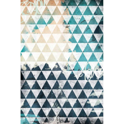 Steal Teal Triangles White Modern Wood Framed Art Print by Grey, Jace