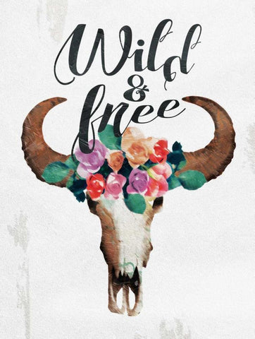 Wild And Free White Modern Wood Framed Art Print with Double Matting by Grey, Jace
