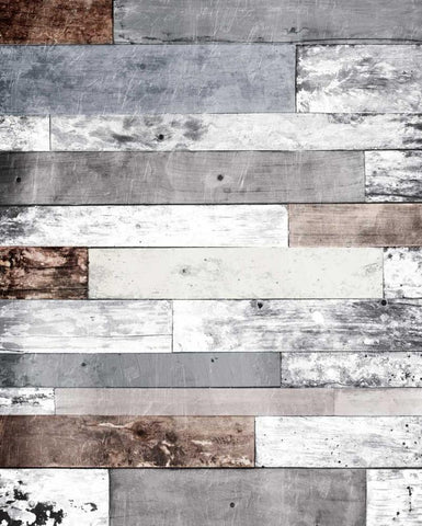 Pastel Wood Three White Modern Wood Framed Art Print with Double Matting by Grey, Jace