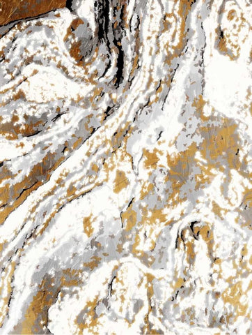 Gold Marble Black Ornate Wood Framed Art Print with Double Matting by Grey, Jace