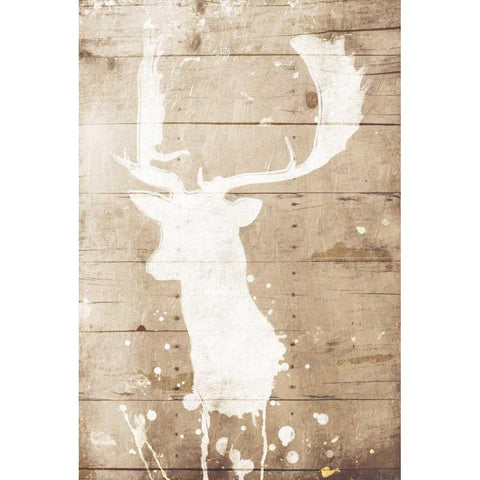 Deer Drip Black Modern Wood Framed Art Print with Double Matting by Grey, Jace