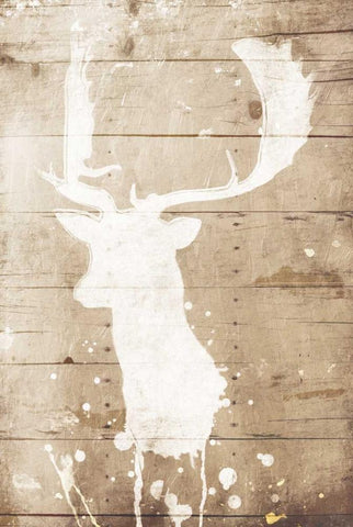 Deer Drip Black Ornate Wood Framed Art Print with Double Matting by Grey, Jace