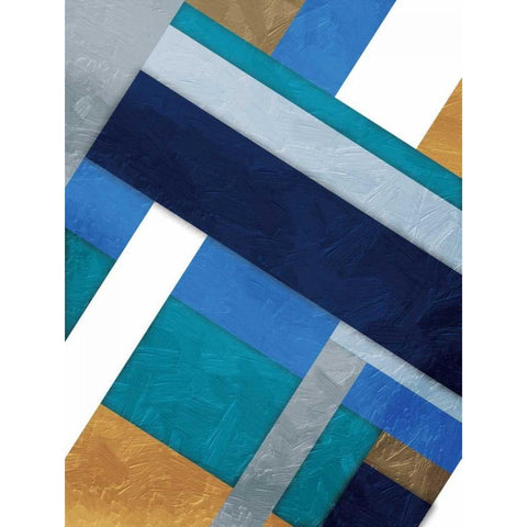 Stipe Overlay Blue White Modern Wood Framed Art Print by Grey, Jace