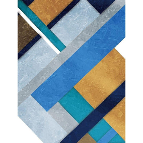 Stipe Overlay Mate Blue Black Modern Wood Framed Art Print by Grey, Jace