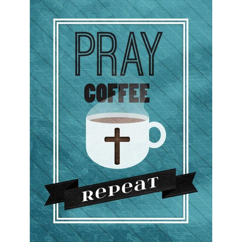 Pray Coffee Repeat Gold Ornate Wood Framed Art Print with Double Matting by Grey, Jace