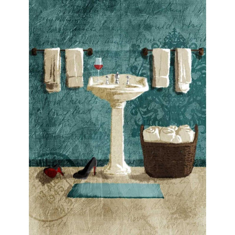 Teal Wine SInk White Modern Wood Framed Art Print by Grey, Jace