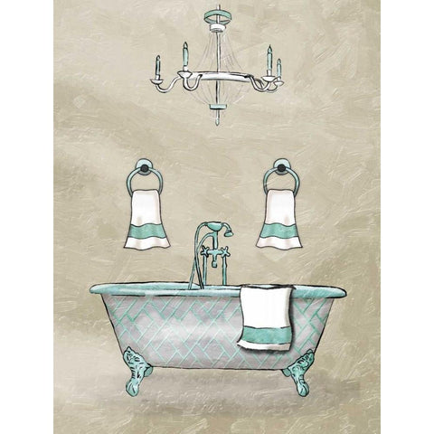 Chip Teal Bath White Modern Wood Framed Art Print by Grey, Jace