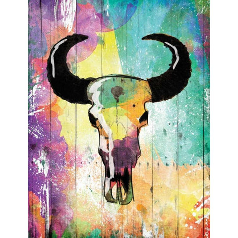 Colorful Bull Gold Ornate Wood Framed Art Print with Double Matting by Grey, Jace