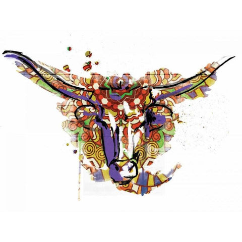 Mandala Water Bull Black Modern Wood Framed Art Print by Grey, Jace
