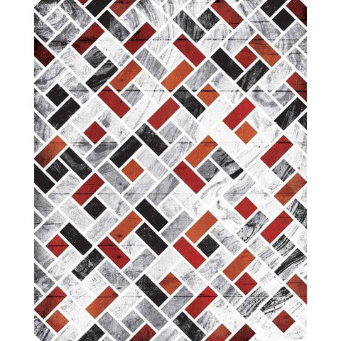 Red Smoke Tile Black Modern Wood Framed Art Print with Double Matting by Grey, Jace