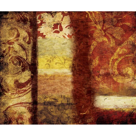 Golden Red Bouquet Gold Ornate Wood Framed Art Print with Double Matting by Grey, Jace