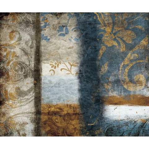 Golden Blue Bouquet Black Modern Wood Framed Art Print by Grey, Jace