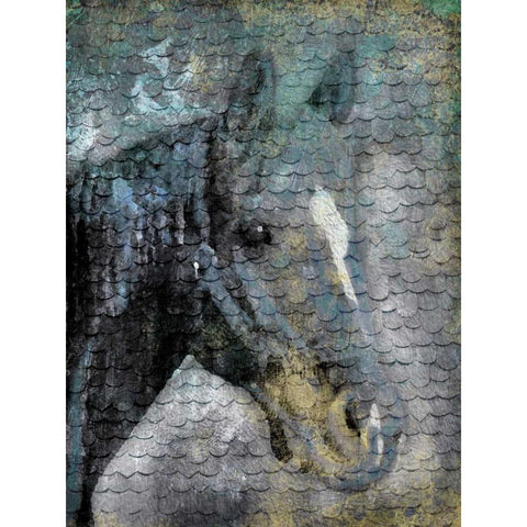 Blue Horse Scales White Modern Wood Framed Art Print by Grey, Jace