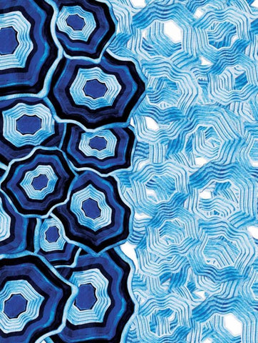 Half Of Blue White Agates White Modern Wood Framed Art Print with Double Matting by Grey, Jace